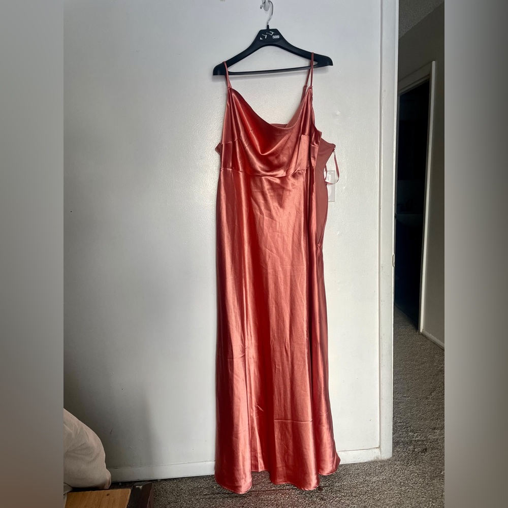 New With Tags Birdy Grey Lisa Long Terracotta Satin Dress